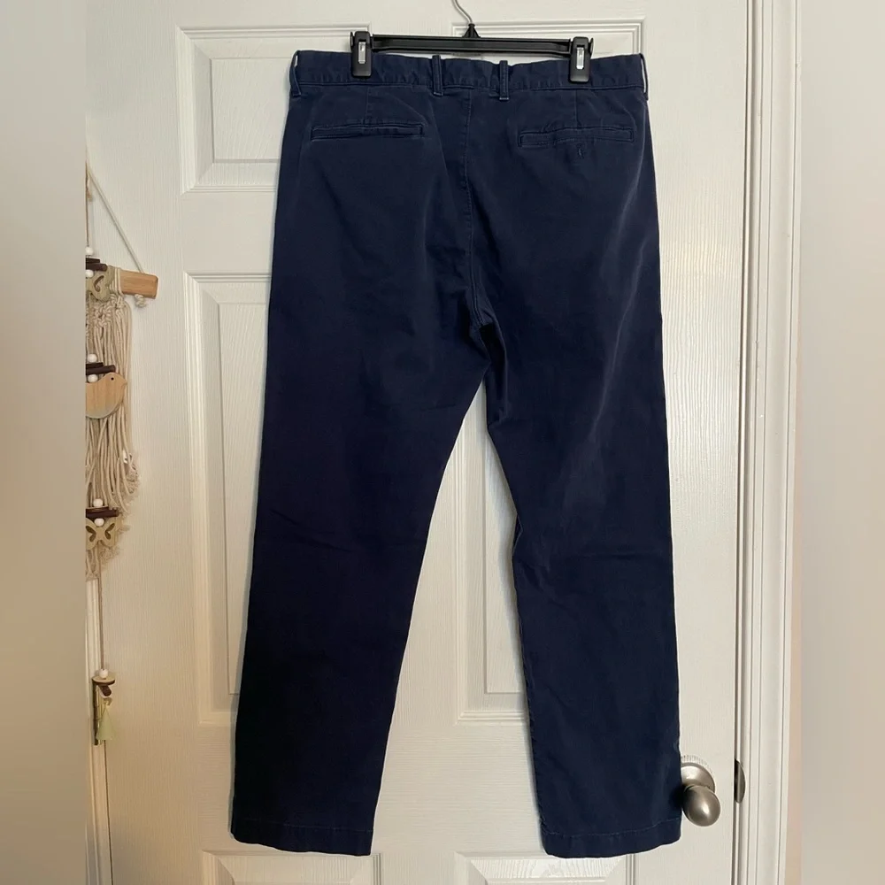 J. Crew Flex Mens Navy Straight-Fit Chinos 35 W and 32 L